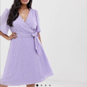 Curve wrap dress with ruched sleeves